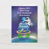 孫の9歳の誕生日おめでとう！かっこいい宇宙飛行士 カード (正面)