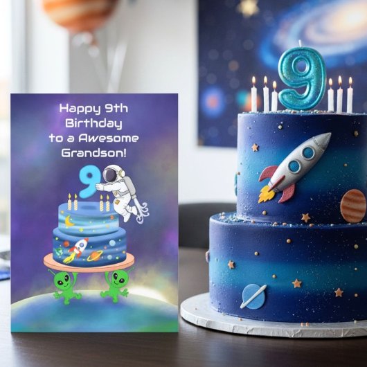 孫の9歳の誕生日おめでとう！かっこいい宇宙飛行士 カード