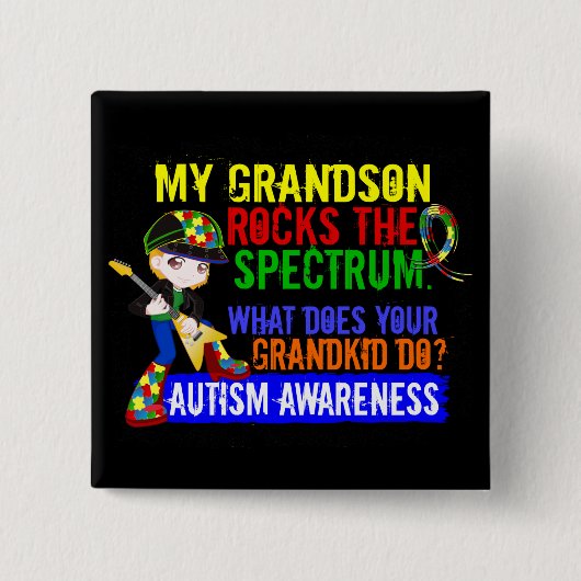 孫はスペクトルの自閉症を揺すります 缶バッジ (正面)