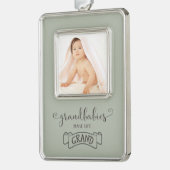 孫は人生を大きなタイポグラフィ シルバープレートフレームオーナメント (左)