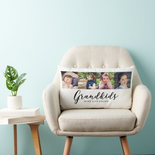 孫は生命に壮大でかわいい写真のコラージュをします ランバークッション (椅子)