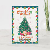 孫へのテディベアのクリスマスの願い シーズンカード (正面)