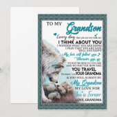 孫への愛 | 祖母から孫への手紙 招待状 (正面/裏面)