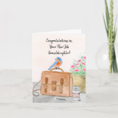 孫への祝福 新しい仕事おめでとう 青い鳥 カード (正面)