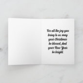 孫への雪だるまと犬のホリデーカード シーズンカード (内部)