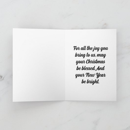 孫への雪だるまと犬のホリデーカード シーズンカード (内部)