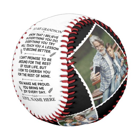 孫への4枚の写真による卒業祝い 野球ボール (アングル)