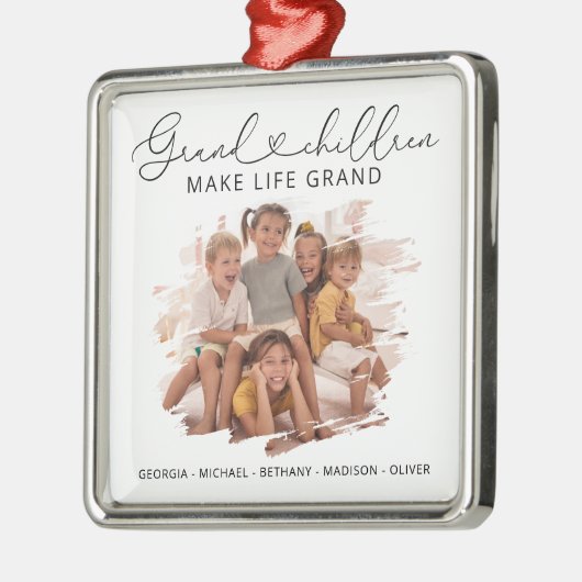 孫エレガント写真クリスマス メタルオーナメント (左)