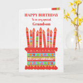 孫カスタム年齢お誕生日ケーキカード カード (黄色い花)