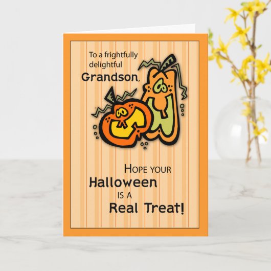 孫カボチャ・ハロウィーン カード (黄色い花)