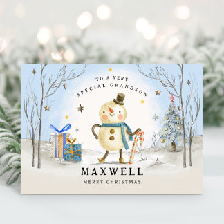 孫クリスマスカード、ブルーホリデーカード シーズンカード