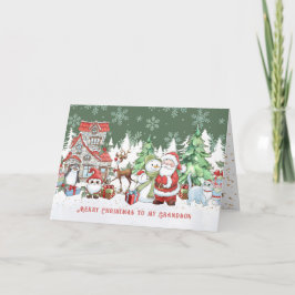 孫クリスマスサンタ雪だるまルドルフ カード