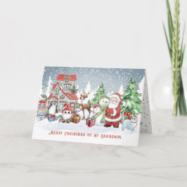 孫クリスマスサンタ雪だるまルドルフCard カード