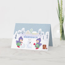 孫クリスマススノーシーンブルーウォーター色