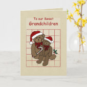 孫テディベアーウィングハッピーホリデー カード (黄色い花)