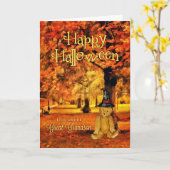 孫テディ素晴らしベア魔女ハロウィーンのために カード (黄色い花)