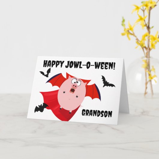 孫ハロウィンジョウロウィーンピグおもしろいバンパイア カード (黄色い花)