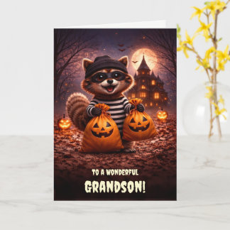 孫ハロウィン かわいい アライグマ カード