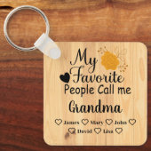 孫パーソナライズされたの名前のおばあちゃん キーホルダー (正面)