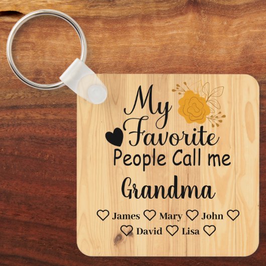 孫パーソナライズされたの名前のおばあちゃん キーホルダー (正面)