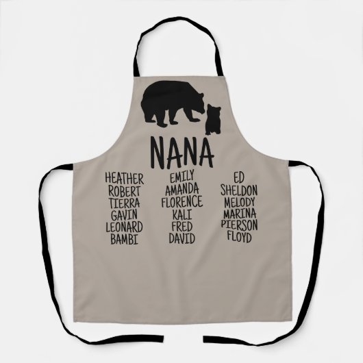 孫パーソナライズされたの名前を持つギフトNana Bear エプロン (正面)