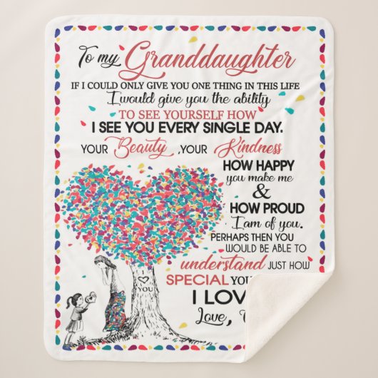 孫パーソナライズされた娘宛の手紙 シェルパブランケット (正面)