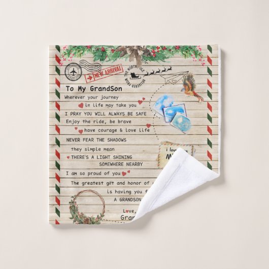 孫パーソナライズされた宛の手紙 ウォッシュタオル (ウォッシュタオル)
