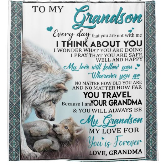 孫パーソナライズされた宛の手紙 シャワーカーテン (正面)