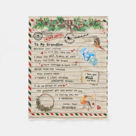 孫パーソナライズされた宛の手紙 フリースブランケット (正面)