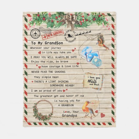 孫パーソナライズされた宛の手紙 フリースブランケット (正面)