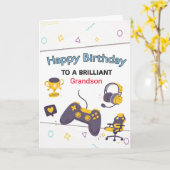 孫パーソナライズされた用ゲーム誕生日カード+ カード (黄色い花)