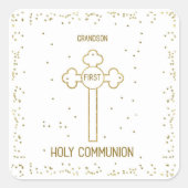 孫ファースト聖餐式金ゴールドルッククロス スクエアシール (正面)