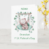 孫ファーストSt patricks dayスウィートベアーオンスイング カード (黄色い花)