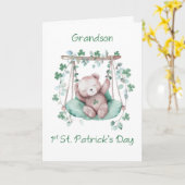 孫ファーストSt patricks dayスウィートベアーオンスイング カード (黄色い花)