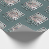 孫フォトメリークリスマスおばあちゃんグリーン ラッピングペーパー (角)