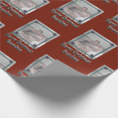 孫フォトメリークリスマスおばあちゃん赤 ラッピングペーパー (角)