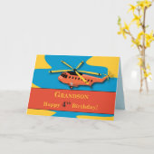 孫ヘリ付き4歳の誕生日 カード (黄色い花)