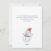 孫メリー素晴らしクリスマス雪だるまフラット シーズンカード (裏面)