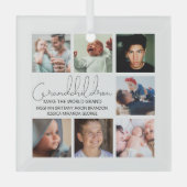 孫モダンフォトコラージガラスオーナメント ガラスオーナメント (正面)