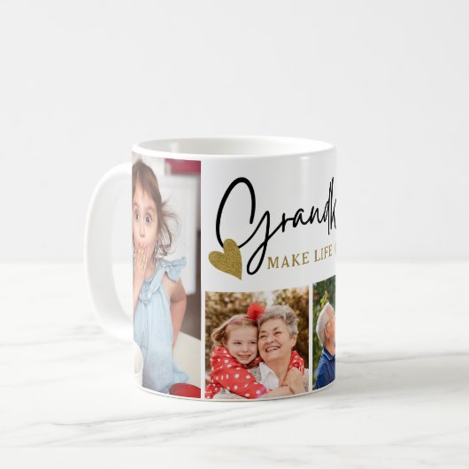 孫モダン達が人生を大きく4フォトコラージュ コーヒーマグカップ (正面左)