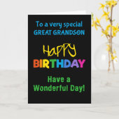 孫レインボー素晴らしカラーズオンブラック誕生日 カード (黄色い花)