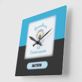 孫一宗，ブルーカップ スクエア壁時計 (傾斜)