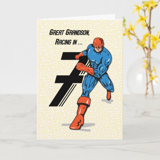 孫七素晴らし位誕生日スーパーヒーロー カード (黄色い花)