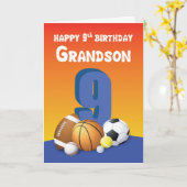 孫九誕生日スポーツボール カード (黄色い花)