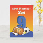 孫九誕生日スポーツボール カード (黄色い花)