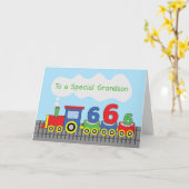 孫六番誕生日カラフル列車オントラック カード (黄色い花)