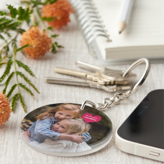 孫写真愛してるおばあちゃんキーチェーン キーホルダー (正面右)