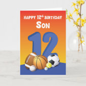 孫十二誕生日スポーツボール カード (黄色い花)