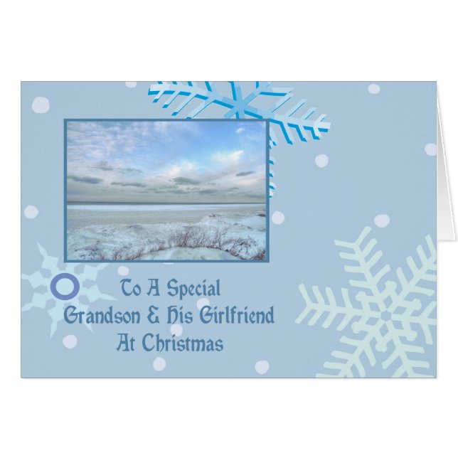 孫及び彼のガールフレンドのwinter湖のクリスマス (正面横)