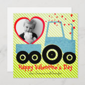 孫可愛い赤いハートボーイバレンタインデーの写真 シーズンカード (正面/裏面)